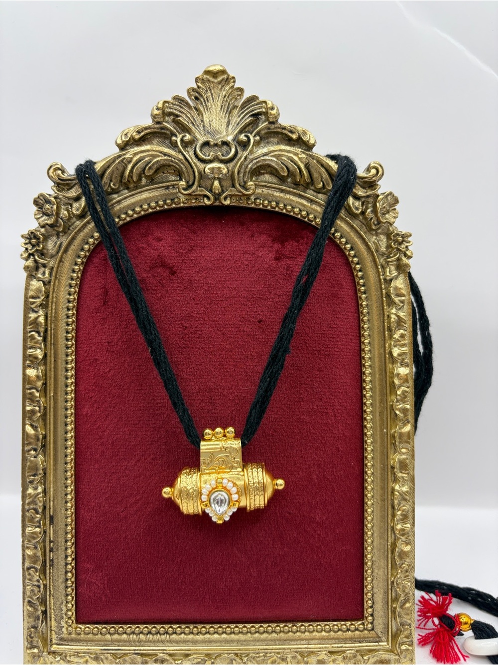 Gold- Plated Desi Premium Tabeez Temple Pendant Necklace with Black Cord